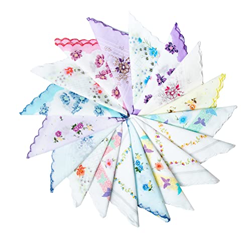 CoCoUSM Womens Vintage Floral Print Cotton handkerchiefs New 5 PCS - Image 3