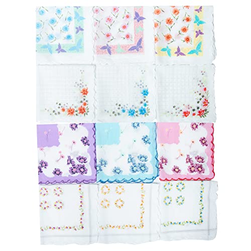 CoCoUSM Womens Vintage Floral Print Cotton handkerchiefs New 5 PCS - Image 5