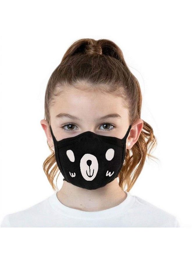Vritraz - Glow In The Dark Luminous Unisex Cotton Blend Anti Dust Pollution Face Mouth Mask Black For Kids Panda - Image 1