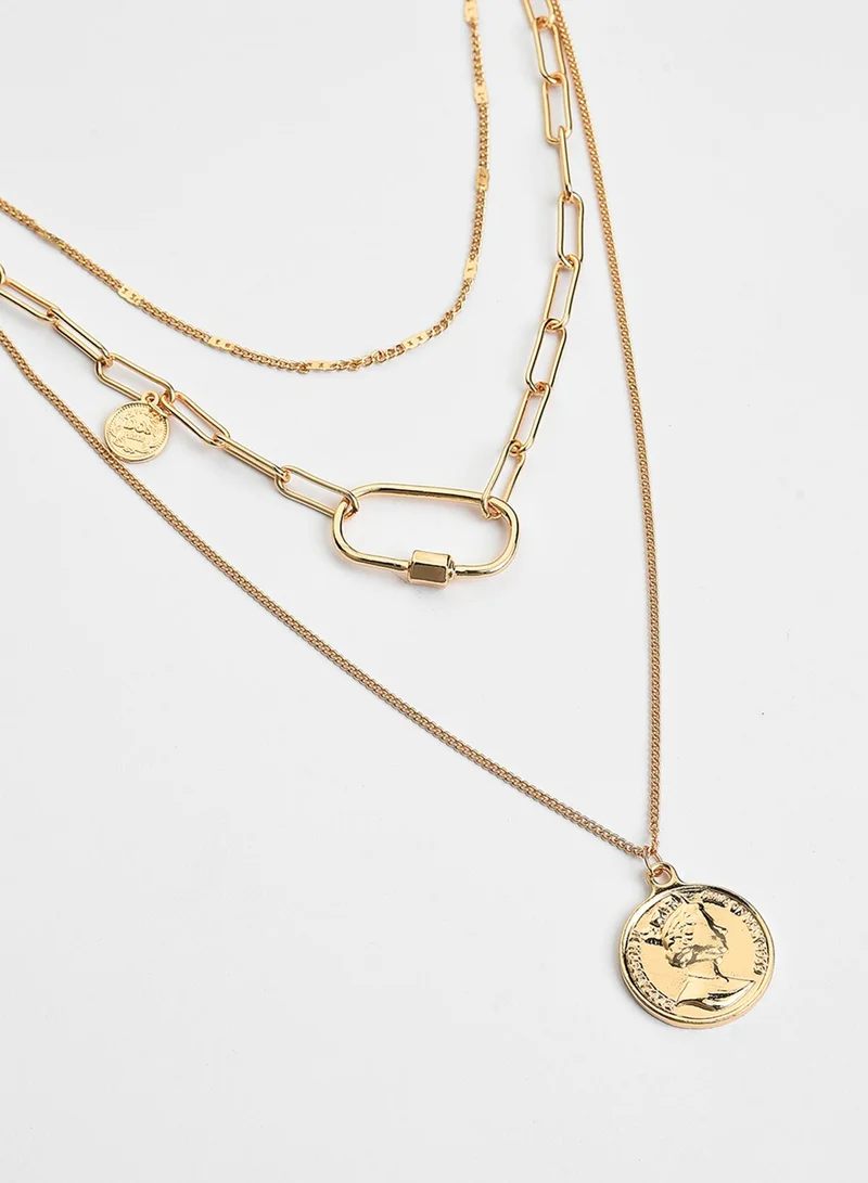 SOHI Brass Layered Artificial Necklace Jewellery