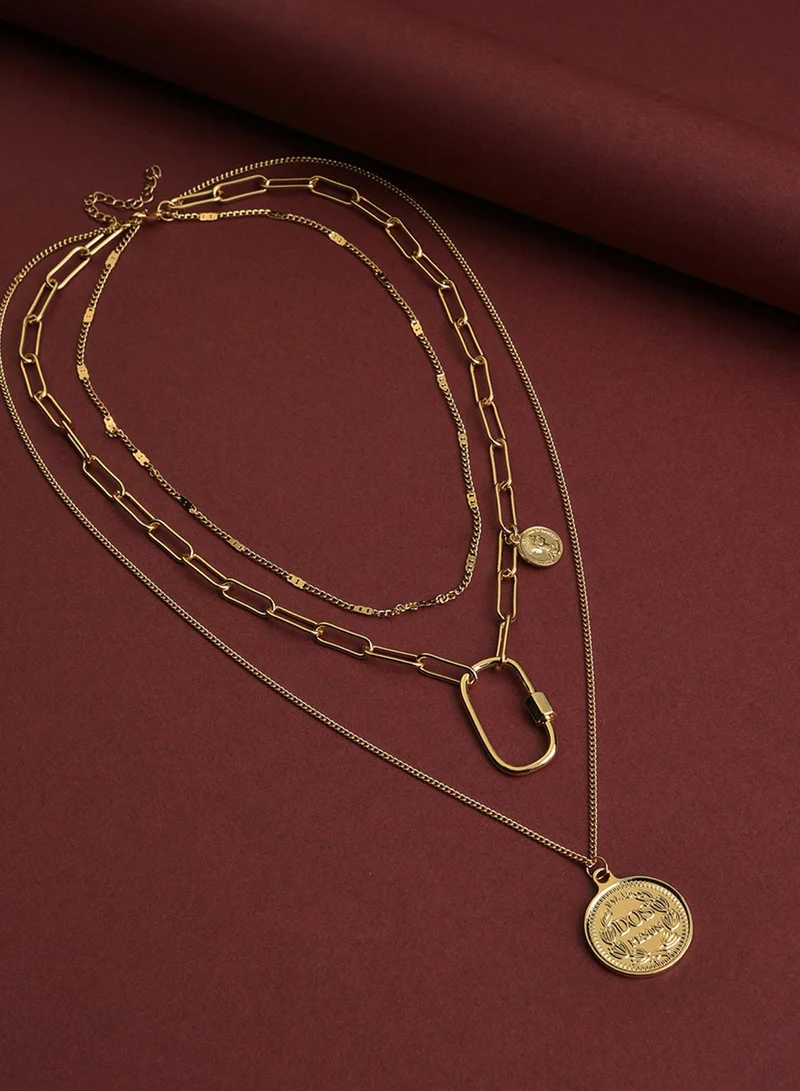 SOHI Brass Layered Artificial Necklace Jewellery