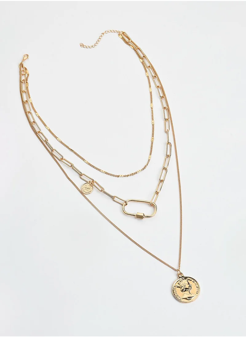 SOHI Brass Layered Necklace
