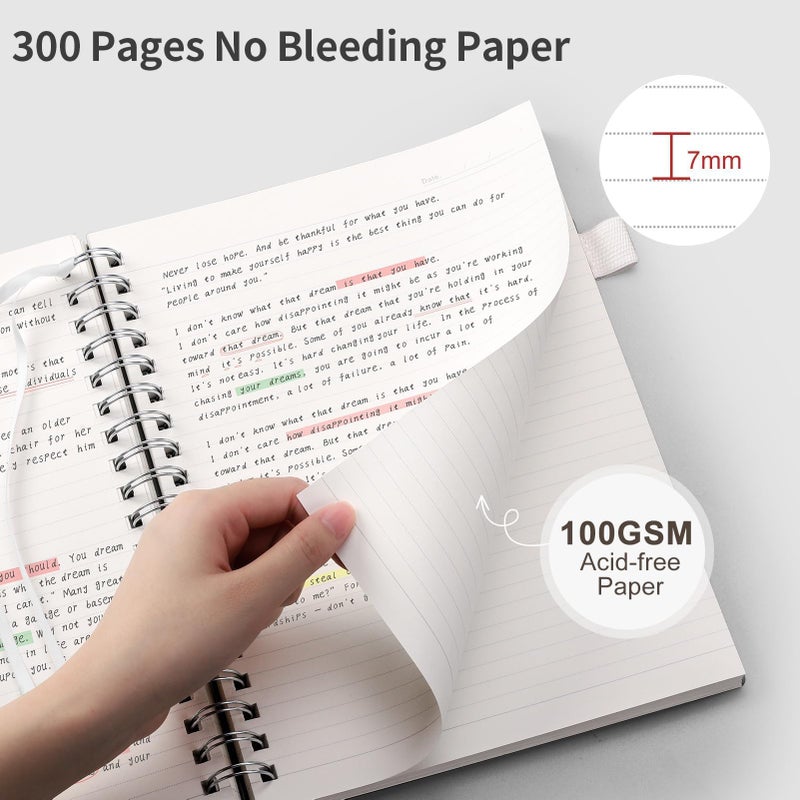 Emshoi Lined Spiral Journal Notebook  A5 College Ruled Notebook  300 Pages/150 Sheets  100Gsm Acid-Free Paper  Waterproof Softcover Notebook For School  Work  Note Taking  5.7"" ? 8.22"" - Transparent - Image 3