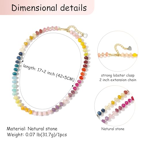 Badu Gemstone Beaded Necklace for Women Colorful Natural Stone Freshwater Pearl Surfer Beach Rainbow Necklace Jewelry Gift colorful 03 - Image 3