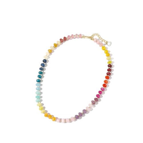 Badu Gemstone Beaded Necklace for Women Colorful Natural Stone Freshwater Pearl Surfer Beach Rainbow Necklace Jewelry Gift colorful 03 - Image 1