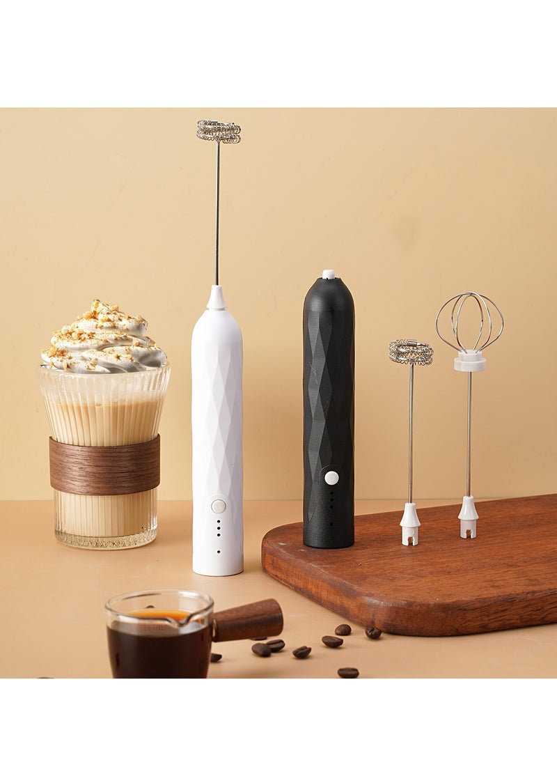 Milk Frother Rechargeable Handheld Whisk Coffee Frother Mixer with 2 Stainless whisks 3 Speed Adjustable Foam Maker Blender for Coffee Matcha Latte Cappuccino Hot Chocolate  - Image 3