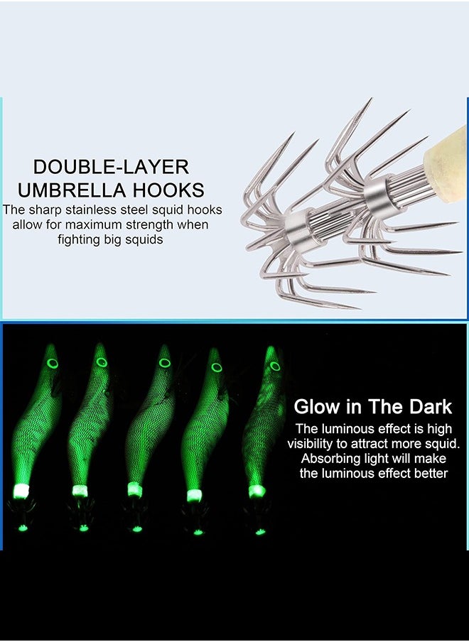 Luminous Fishing Lures Squid Jig Hooks Hard Fishing Shrimp Lure Fake Prawn Glow Bait Octopus Cuttlefish Sea Fishing Lures