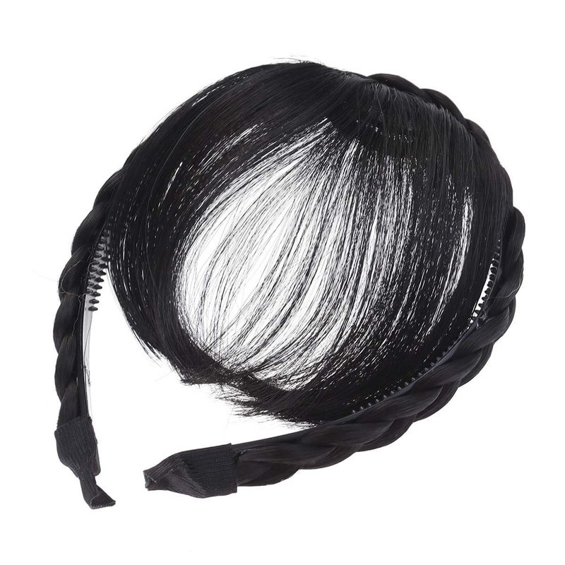 Lurrose Front Hair Bangs Fringe Hair Extensions Synthetic Wigs Headband for Women Girls Black