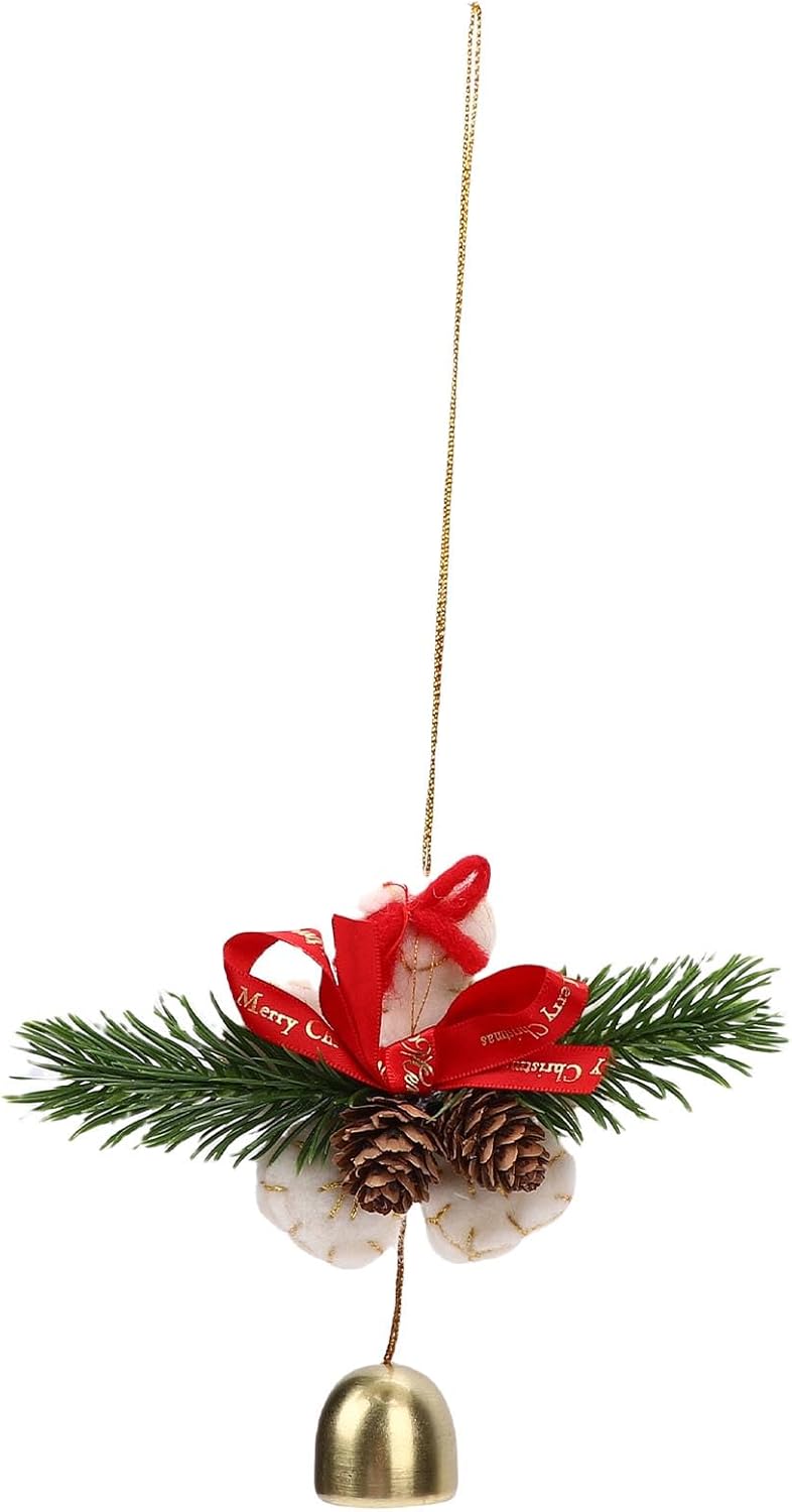 Xmas Tree Ornament, Xmas Wreath Bow with Bell Pendant Hanging Tree Ornament Mini Bow Decoration for DIY Window Wreath Indoor and Outdoor (Pinecone Snowflake) - Image 3