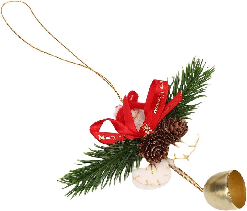 Xmas Tree Ornament, Xmas Wreath Bow with Bell Pendant Hanging Tree Ornament Mini Bow Decoration for DIY Window Wreath Indoor and Outdoor (Pinecone Snowflake) - Image 5