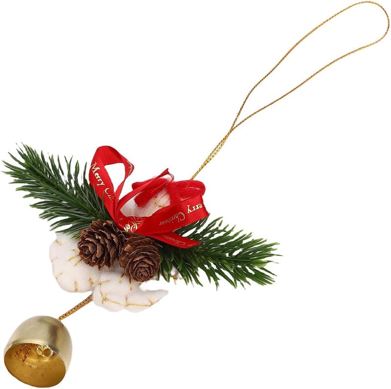 Xmas Tree Ornament, Xmas Wreath Bow with Bell Pendant Hanging Tree Ornament Mini Bow Decoration for DIY Window Wreath Indoor and Outdoor (Pinecone Snowflake) - Image 2