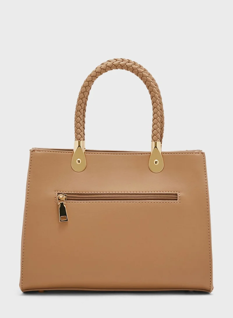 Khizana Croc Mini Handbag Withweave Detail Handles