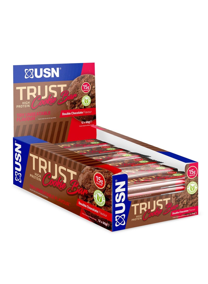 USN Supplements USN Trust Cookies Bar Double Chocolate 60G X 12 - Image 1