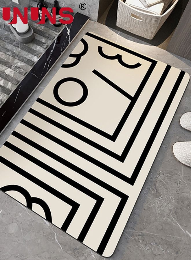 UNUNS Super Soft Absorbent Floor Mat,60x90CM Non-Slip Bathroom Rug,Rubber Backed,Geometric Diatomaceous Earth Bath Mat For Shower Room - Image 1