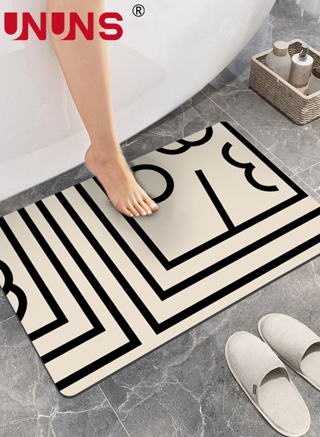 UNUNS Super Soft Absorbent Floor Mat,60x90CM Non-Slip Bathroom Rug,Rubber Backed,Geometric Diatomaceous Earth Bath Mat For Shower Room - Image 2