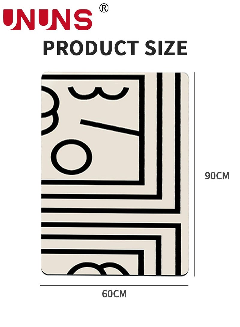 UNUNS Super Soft Absorbent Floor Mat,60x90CM Non-Slip Bathroom Rug,Rubber Backed,Geometric Diatomaceous Earth Bath Mat For Shower Room - Image 5
