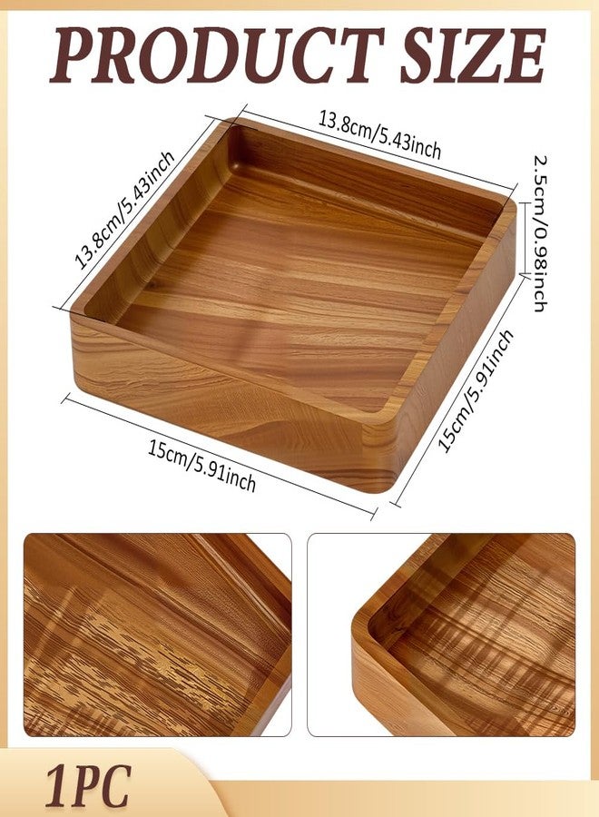 MAYJOYDIY Acacia Wood Square Serving Tray, Square Wood Serving Platter for Display Collectible Ring Jewelry Earring Necklace Trinkets Decorative Organizer 5.9" x 5.9" - Image 2