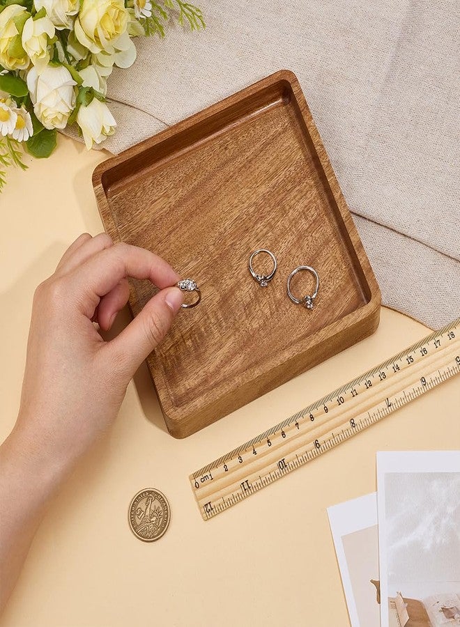 MAYJOYDIY Acacia Wood Square Serving Tray, Square Wood Serving Platter for Display Collectible Ring Jewelry Earring Necklace Trinkets Decorative Organizer 5.9" x 5.9" - Image 3
