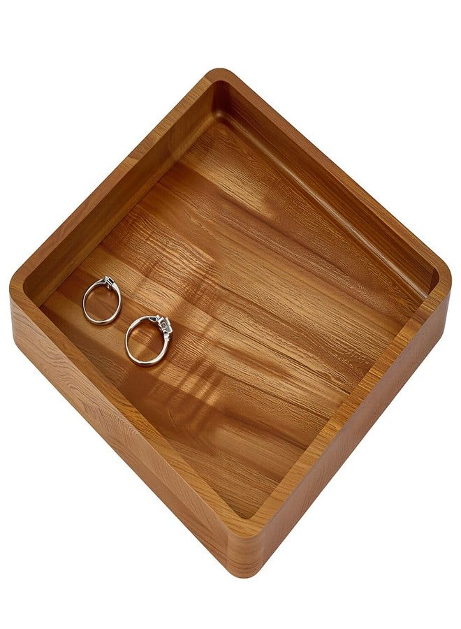MAYJOYDIY Acacia Wood Square Serving Tray, Square Wood Serving Platter for Display Collectible Ring Jewelry Earring Necklace Trinkets Decorative Organizer 5.9" x 5.9" - Image 1