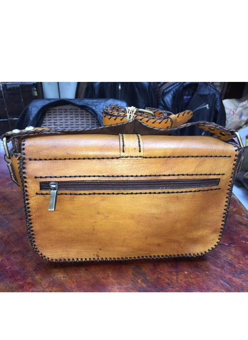 Generic - 📌 Medium Handmade Genuine Leather Crossbody Bag with Laser Engraving – Art in Every Detail 👜 Size: 22×18 cm – the perfect everyday size 🖋️ Features elegant laser-engraved design for a unique artistic finish 💼 Handcrafted from 100% genuine leather with premium quality 🔒 Includes handle + crossbody strap + 3 compartments + soft velvet lining + magnetic lock  ✔️ Lightweight, stylish, and functional ✔️ Matches casual and formal outfits ✔️ From Holy of Holies Store – where leather meets art  📦 Available now – Delivery across Egypt - Image 1
