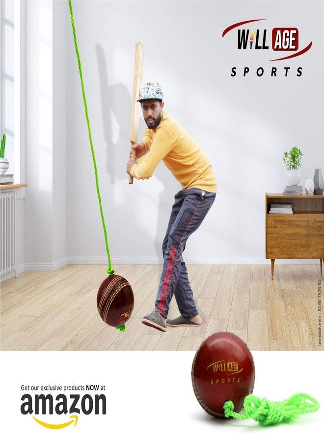 WILLAGE Leather Cricket Ball, Standard (Red) - Image 4