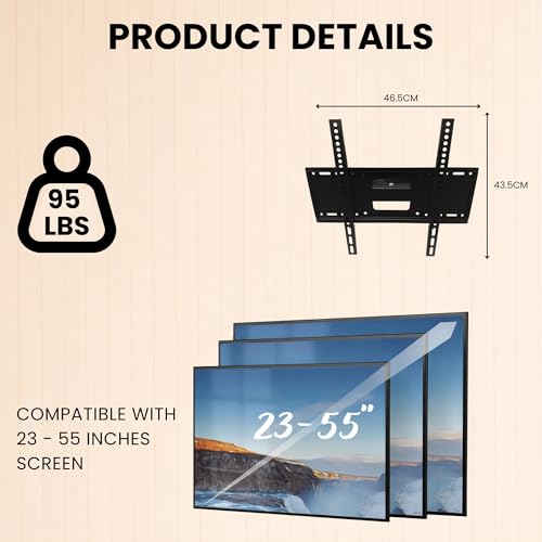 RISSACHI TV LCD LED Wall Mount Stand 23 to 55" Inch Full Motion Rotatable TV Wall Stand with Swivel & Tilt Adjustment : +- 15° (Up/Down) Suitable for All Brands, suitable for 55 Inches - Image 2