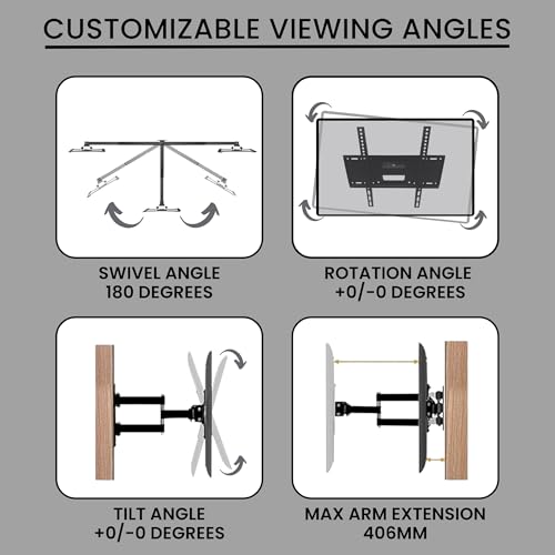 RISSACHI TV LCD LED Wall Mount Stand 23 to 55" Inch Full Motion Rotatable TV Wall Stand with Swivel & Tilt Adjustment : +- 15° (Up/Down) Suitable for All Brands, suitable for 55 Inches - Image 3