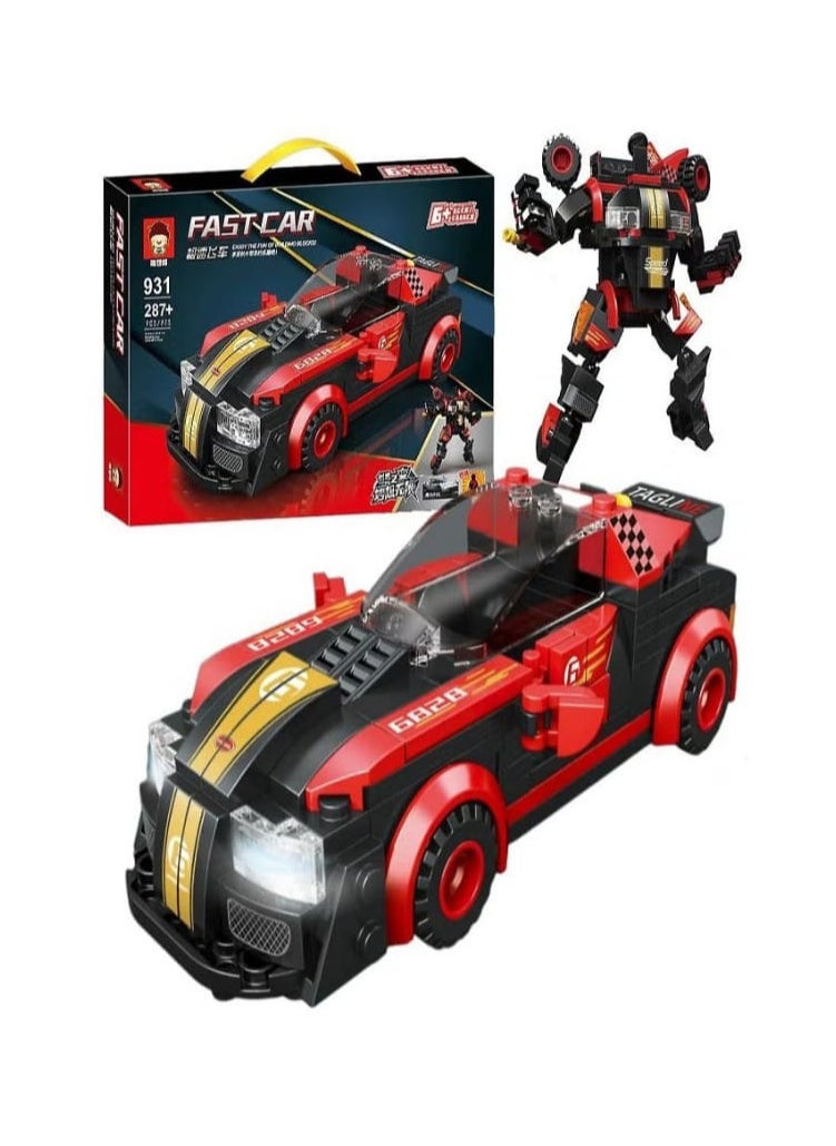 2 in 1 287 Pieces Mechanical Speed ​​Car Building Toy 