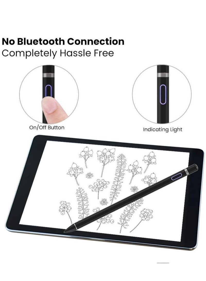 Stylus Pencil Compatible for Apple,Active Stylus Pens for Touch Screens,Smart Rechargeable Capacitive 1.5mm Fine Point i-Pad Pen and Most Tablets on Touchscreen Devices (Black) - Image 3