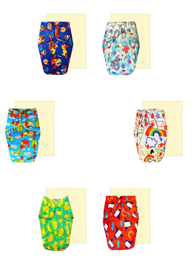 Dumbledo Elite Cloth Diaperwith Magical Soaker (Pack of 6) | Dry Feel and Comfortable | Reusable & Washable | Quick Dry | Ideal for Toddlers | 3 Months - 3 Years | Unisex Baby - Image 1