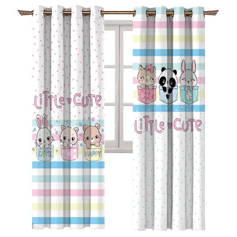 Naguib Selim offer 2 curtains of K342 3D Printed Curtain for Kids Bedroom, Multi Color, 280 * 140 cm