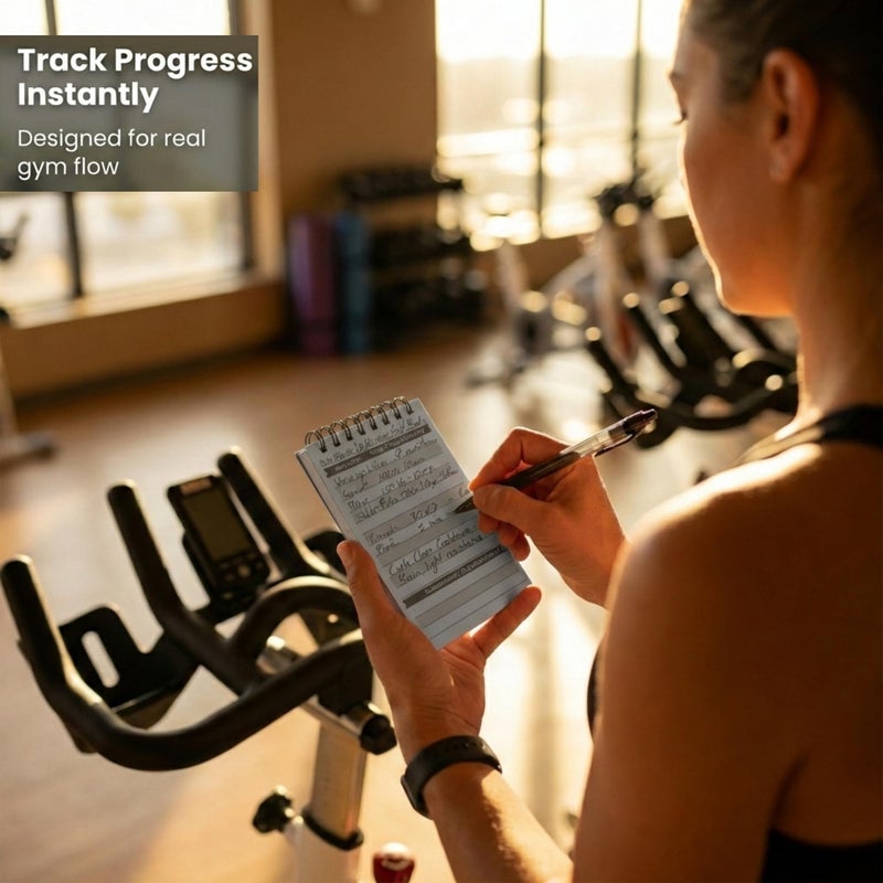 Field Equipt Gym Workout Journal & Fitness Tracker, Handheld Workout Log Book for Women & Men - Ideal for Weightlifting, Cardio, Athletes & Coaches On the Go (4 Pack) - Image 5