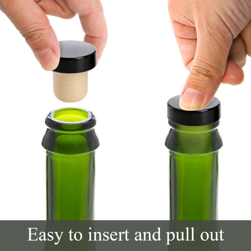 Fasmov 100 Pack T-Shape Cork Stoppers, T-shaped Stopper Cork Wine Stopper Bottle Stoppers Reusable Wine Sealing Stopper, Wine Bottle Corks Plugs for Wine Beer Glass Bottles, Black - Image 3