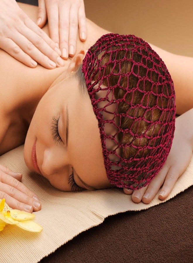 جيوجو مجموعة جيوجو من 3 قطع: شبكة شعر شبكية ناعمة من قماش الرايون المحبوك، قبعة نوم كروشيه، غطاء طويل للشعر، أغطية قبعات كروشيه للنساء، إكسسوارات، أسود، عنابي، أحمر، بني فاتح، عبوة من قطعة واحدة. - Image 4