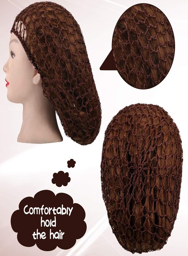 جيوجو مجموعة جيوجو من 3 قطع: شبكة شعر شبكية ناعمة من قماش الرايون المحبوك، قبعة نوم كروشيه، غطاء طويل للشعر، أغطية قبعات كروشيه للنساء، إكسسوارات، أسود، عنابي، أحمر، بني فاتح، عبوة من قطعة واحدة. - Image 2
