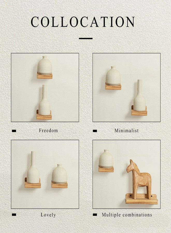 Freezing point Small Floating Shelf for Wall Set of 2 Natural Wood 4Inch Mini Wall Shelves Decor Plant Display Collectibles Mounted Kitchen Bathroom Bedroom Corner Decorative Storage Tiny Stand - Image 2