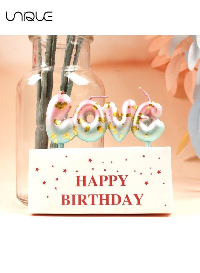 يونيك 2 قطعة شمعة - عيد ميلاد سعيد & شمعة لامع متدرجة الحب - بودرة زرقاء متدرجة شمعة كعكة عيد ميلاد - مستلزمات الحفلات, تزيين الكيك - Image 5