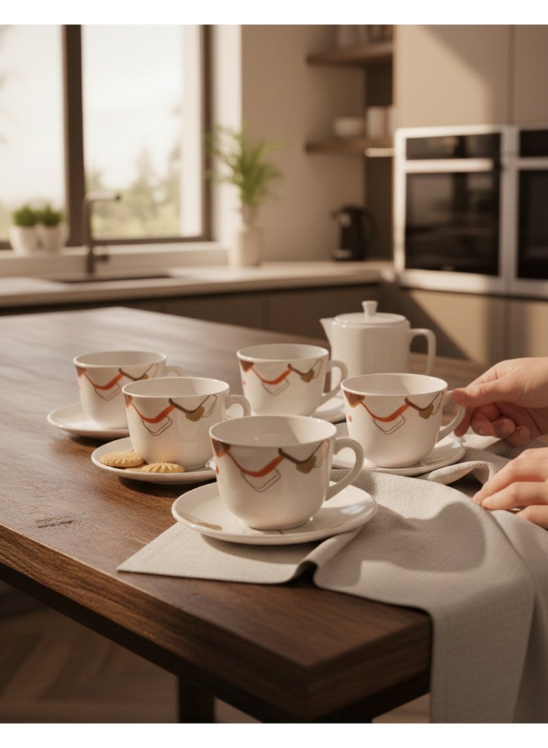 Bright Home Elegant Set of 12 Cup & Saucer Collection – Classic Tea & Coffee Cups with Matching Saucers | Premium Tableware for Home & Gifting - Image 5