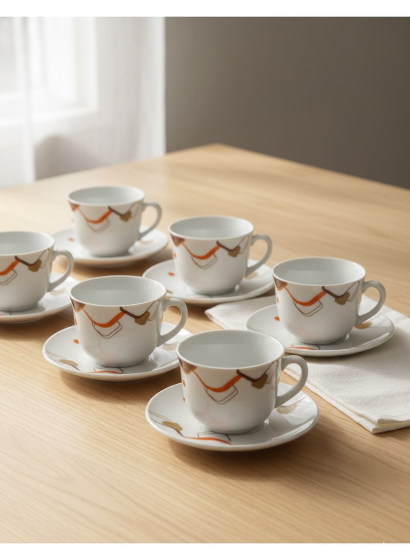 Bright Home Elegant Set of 12 Cup & Saucer Collection – Classic Tea & Coffee Cups with Matching Saucers | Premium Tableware for Home & Gifting - Image 2