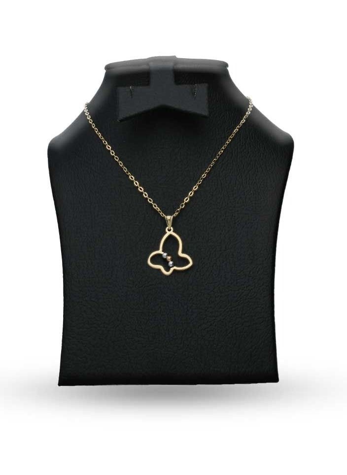 FK Jewellers Trio Tone Gold Necklace (Chain with Butterfly Pendant) 18KT - FKJNKL18KU1095  - Image 3