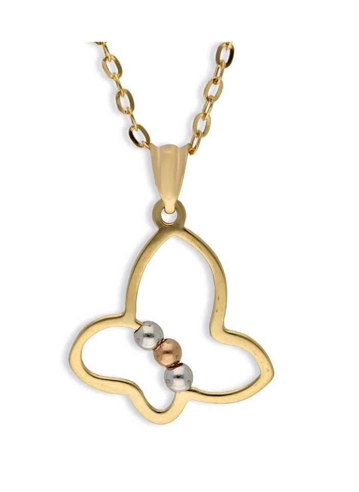 FK Jewellers Trio Tone Gold Necklace (Chain with Butterfly Pendant) 18KT - FKJNKL18KU1095  - Image 1