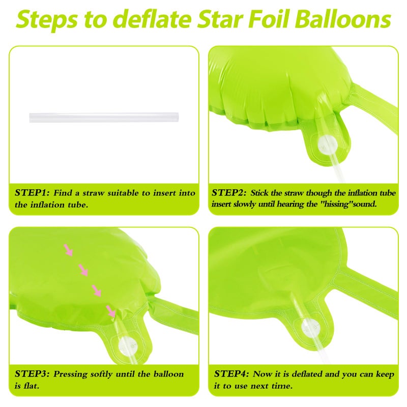TOTAFAM 60 Pcs Fruit Green Star Balloons Foil Starburst Balloons Explosion 12 Point Cone Balloons Large For Wedding Anniversary Backdrop Birthday Party Decorations - Image 3