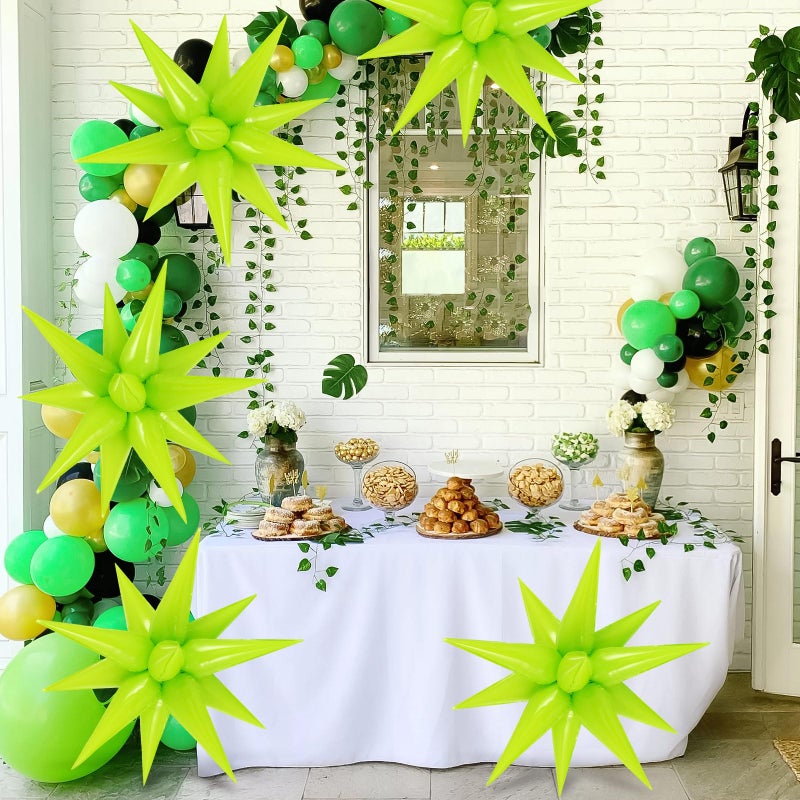 TOTAFAM 60 Pcs Fruit Green Star Balloons Foil Starburst Balloons Explosion 12 Point Cone Balloons Large For Wedding Anniversary Backdrop Birthday Party Decorations - Image 5
