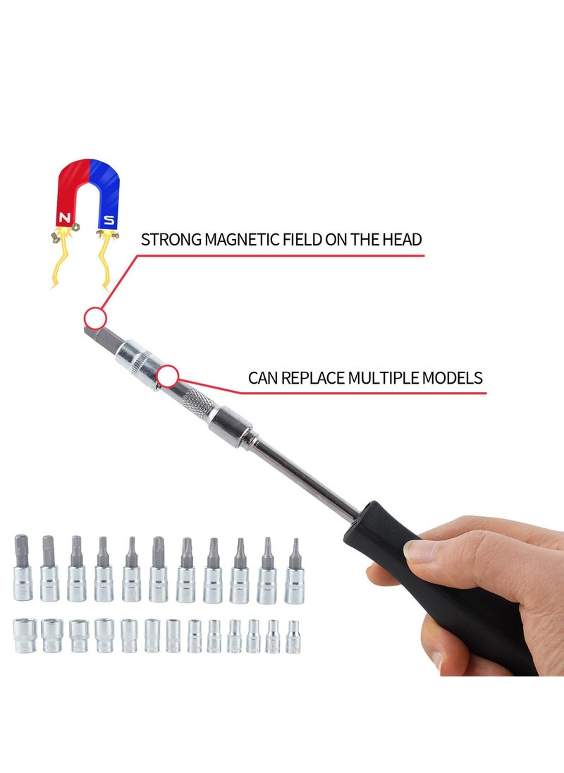 46 Pcs Socket Wrench Set, 1/4 inch Drive Socket Ratchet Wrench Set, Automotive u0026 Household Repair Socket Kit, Metric Socket Wrench Repair Tools - Image 3