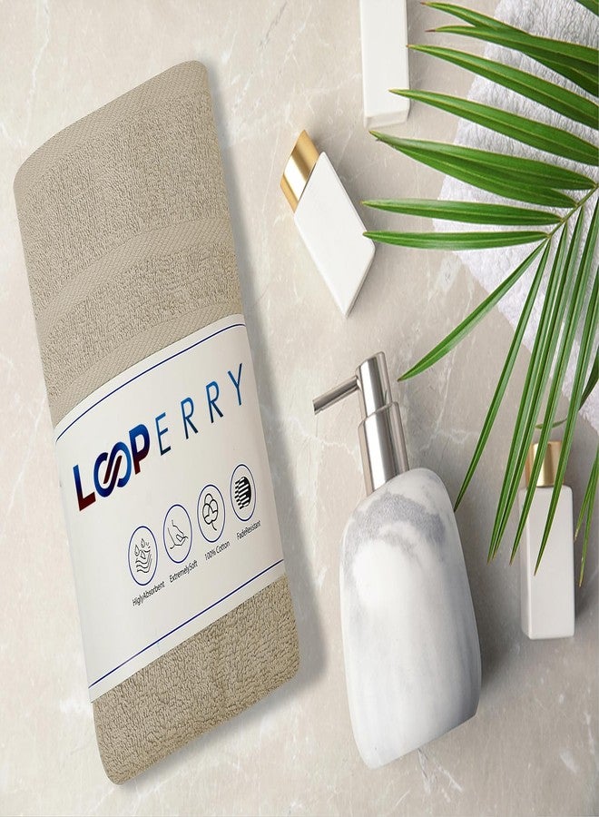 Looperry مجموعة مناشف حمام صغيرة من لوبيري، 6 قطع - قطن 100%، مقاس 23×46 بوصة، وزن 450 غرام/متر مربع. خفيفة الوزن، ماصة، سريعة الجفاف، مناسبة للاستحمام، وتجفيف الحيوانات الأليفة، والمنتجعات الصحية، وصالونات التجميل. مناشف تيري رينغسبن (بيج). - Image 2