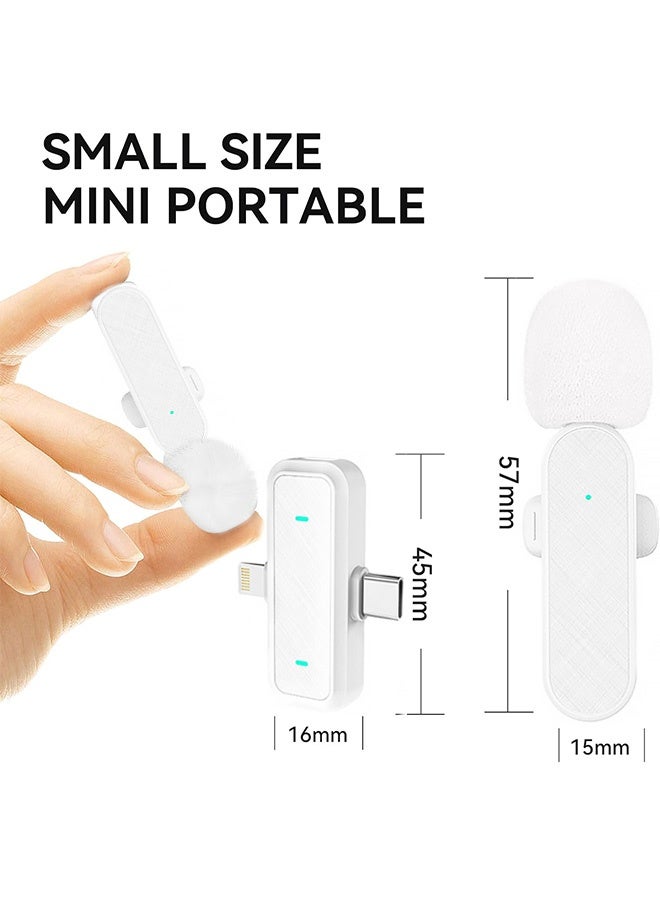 GD Wireless Mini Microphone, 2 in 1 Lapel Mic for Video Recording, Wireless Mini Lapel Microphone for iPhone iPad & Android Phone (White) - Image 2