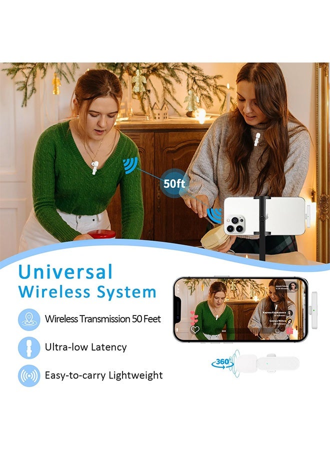 GD Wireless Mini Microphone, 2 in 1 Lapel Mic for Video Recording, Wireless Mini Lapel Microphone for iPhone iPad & Android Phone (White) - Image 4