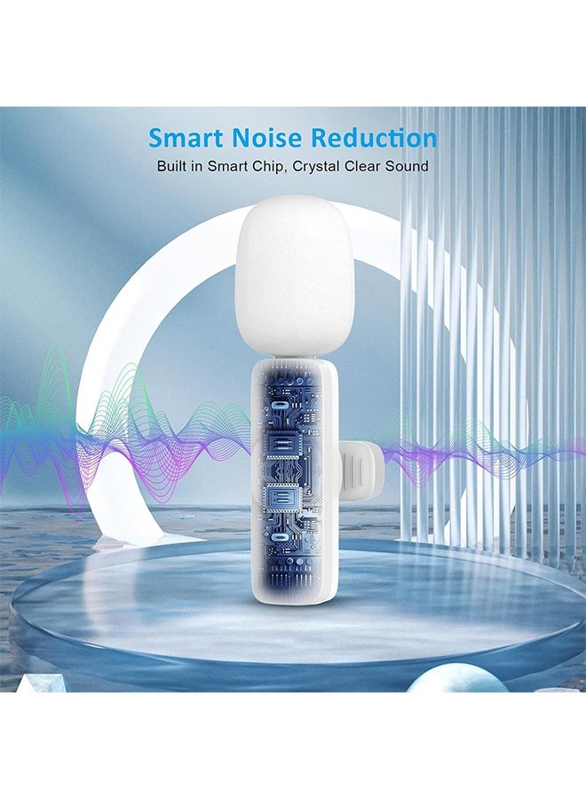 GD Wireless Mini Microphone, 2 in 1 Lapel Mic for Video Recording, Wireless Mini Lapel Microphone for iPhone iPad & Android Phone (White) - Image 3