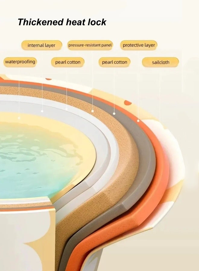 الدليبن حوض استحمام قابل للطي، حوض استحمام محمول، حوض استحمام قائم بذاته للنقع لحمام الكبار، حوض استحمام سبا قابل للطي لكابينة الاستحمام، حمام عائلي منفصل، حوض استحمام سبا للاستحمام بالثلج الساخن، تخزين موفر للمساحة، مادة بولي كلوريد الفينيل المتينة (70 سم/27.5 بوصة) - Image 3