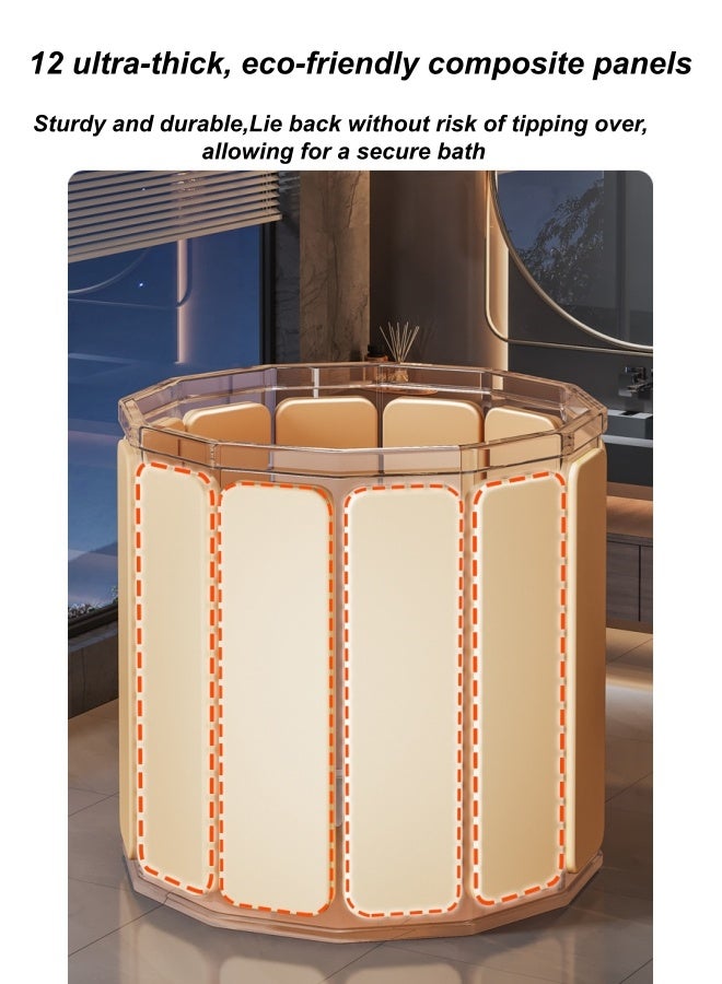الدليبن حوض استحمام قابل للطي، حوض استحمام محمول، حوض استحمام قائم بذاته للنقع لحمام الكبار، حوض استحمام سبا قابل للطي لكابينة الاستحمام، حمام عائلي منفصل، حوض استحمام سبا للاستحمام بالثلج الساخن، تخزين موفر للمساحة، مادة بولي كلوريد الفينيل المتينة (70 سم/27.5 بوصة) - Image 4